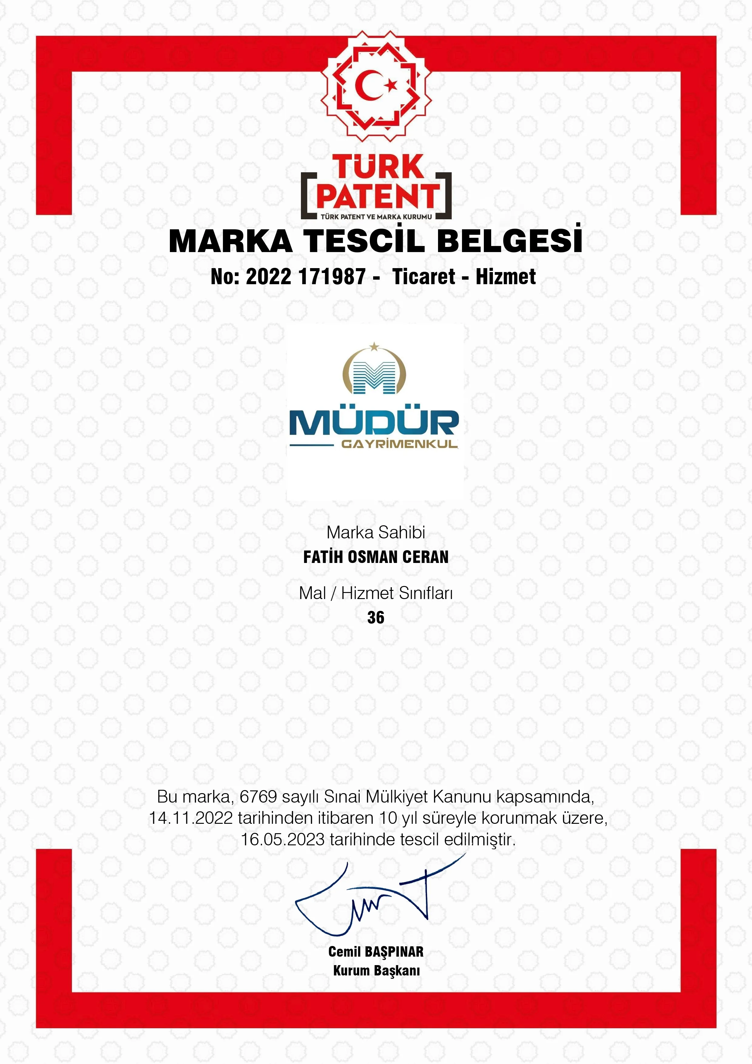 Müdür Gayrimenkul Faaliyet Belgemiz