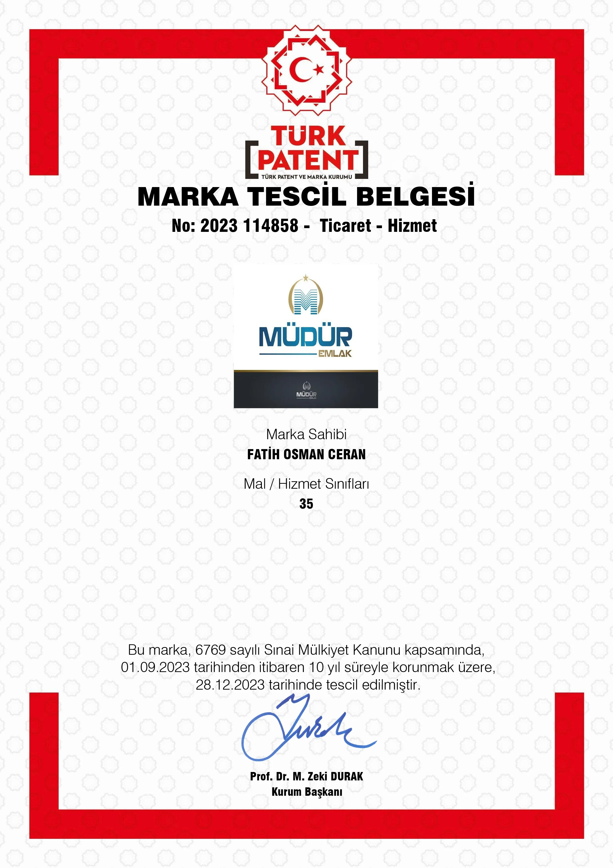 Marka Tescil Belgemiz